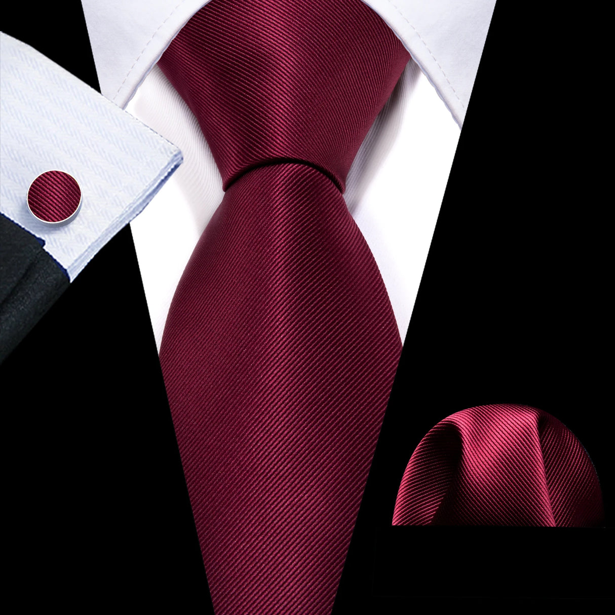 Exquisite Rust Red Silk Men Ties For  Designer wine red necktie set 