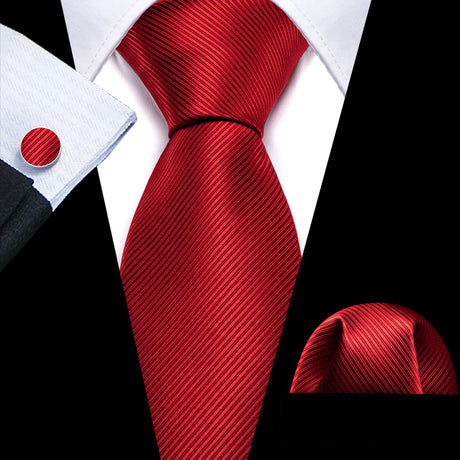Exquisite Rust Red Silk Men Ties For  Designer red necktie set 