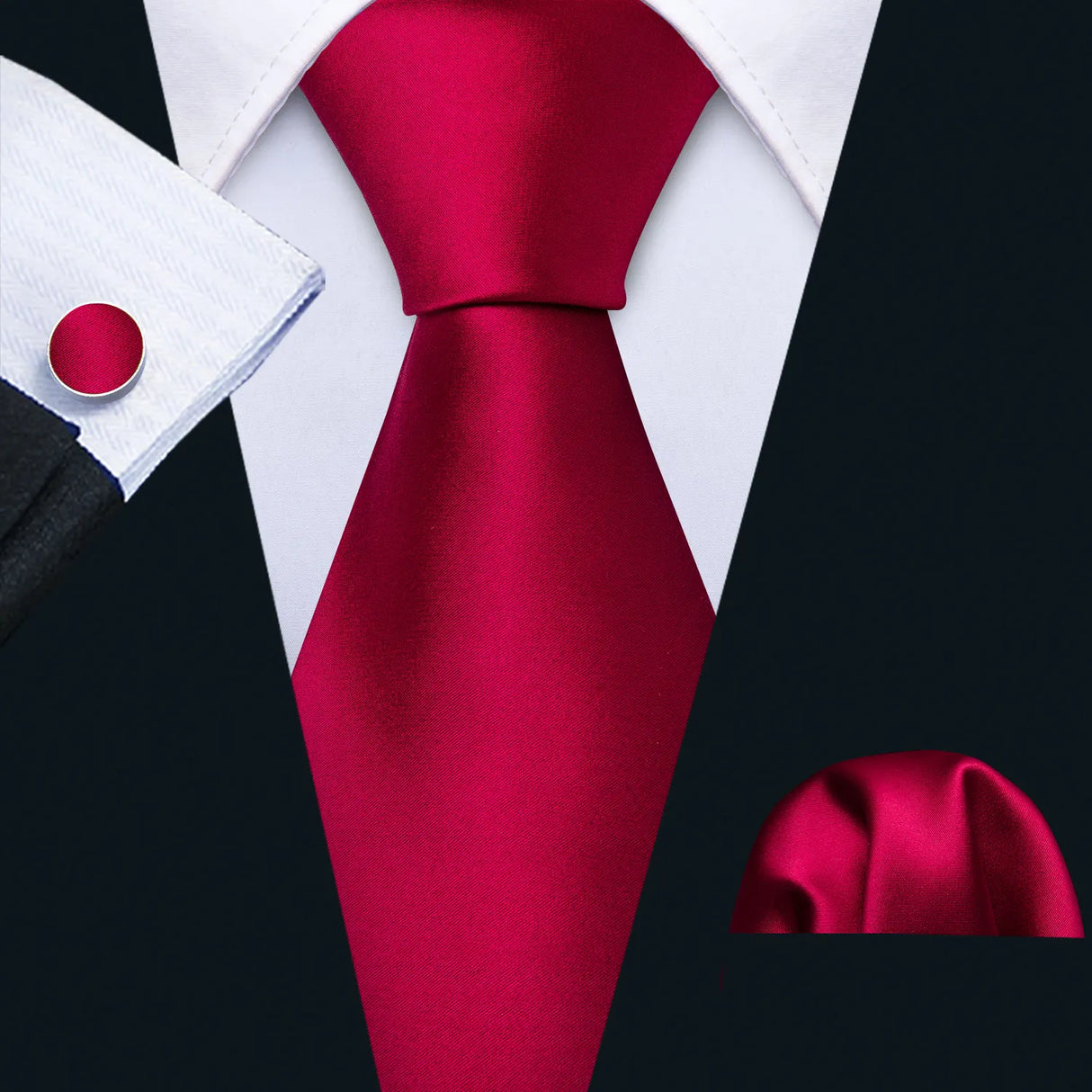 Exquisite Rust Red Silk Men Ties For  Designer red necktie set