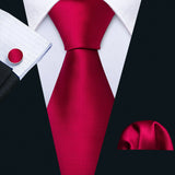 Exquisite Rust Red Silk Men Ties For  Designer red necktie set