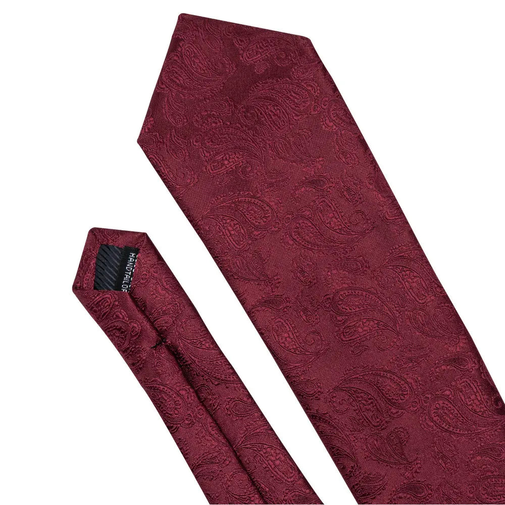 Exquisite Rust Red Silk Men Ties For  Designer back dark red