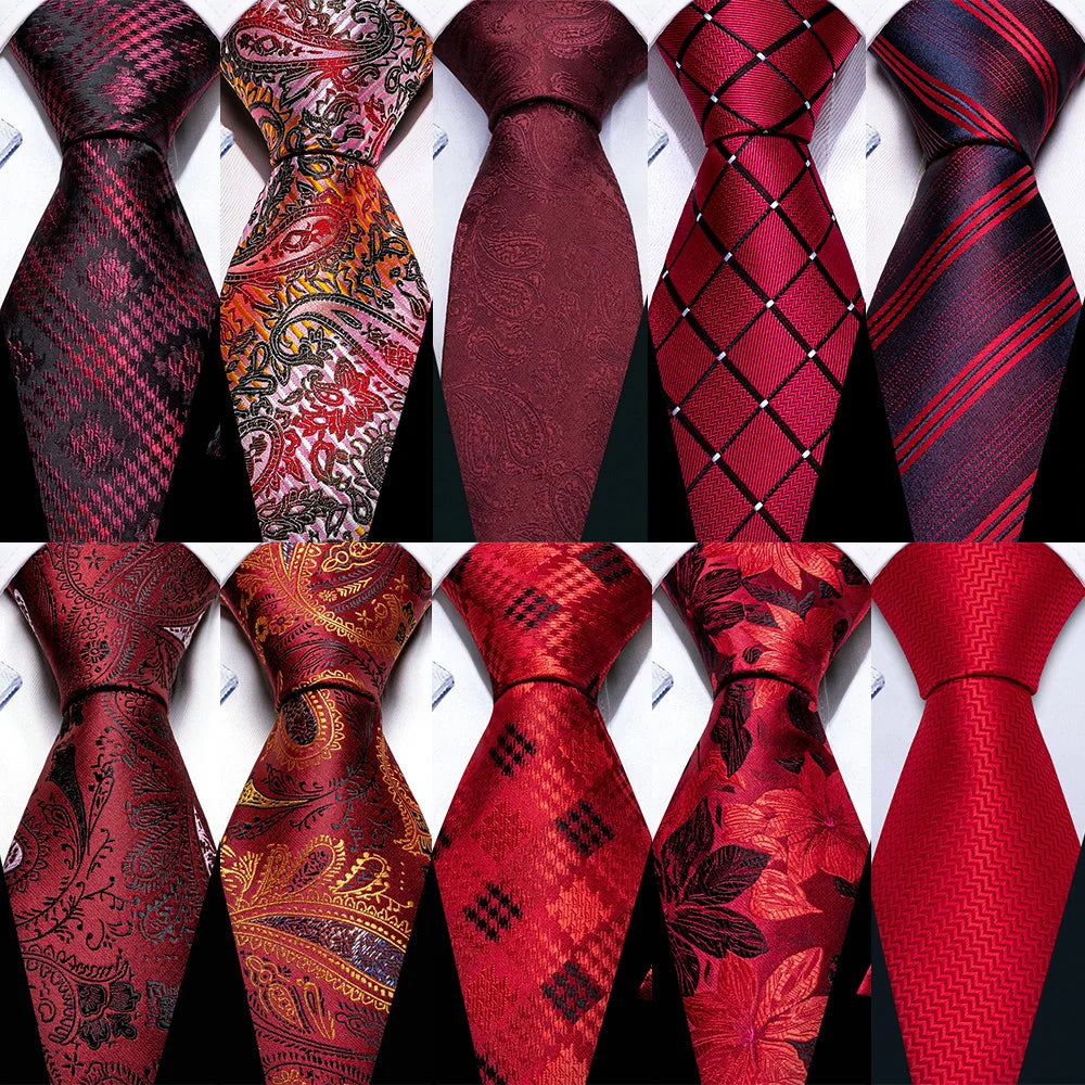 red collection Exquisite Rust Red Silk Men Ties For  Designer