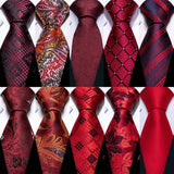 red collection Exquisite Rust Red Silk Men Ties For  Designer