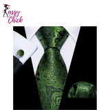 Exquisite Silk Pocket Square Cufflinks Tie Set Sassy Chick Logo