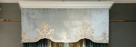 European embroidered blue velvet blackout curtains with lace