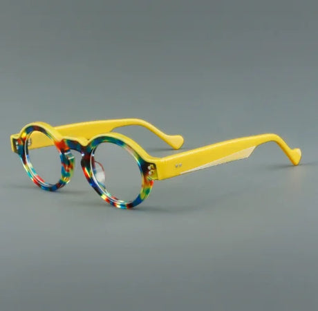 Yellow Fashion  Acetate Splicing Color Frame Glasses