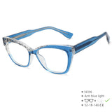 Blue Silver Fashion Anti Blue Colored Eyebrow Frame Eyeglass