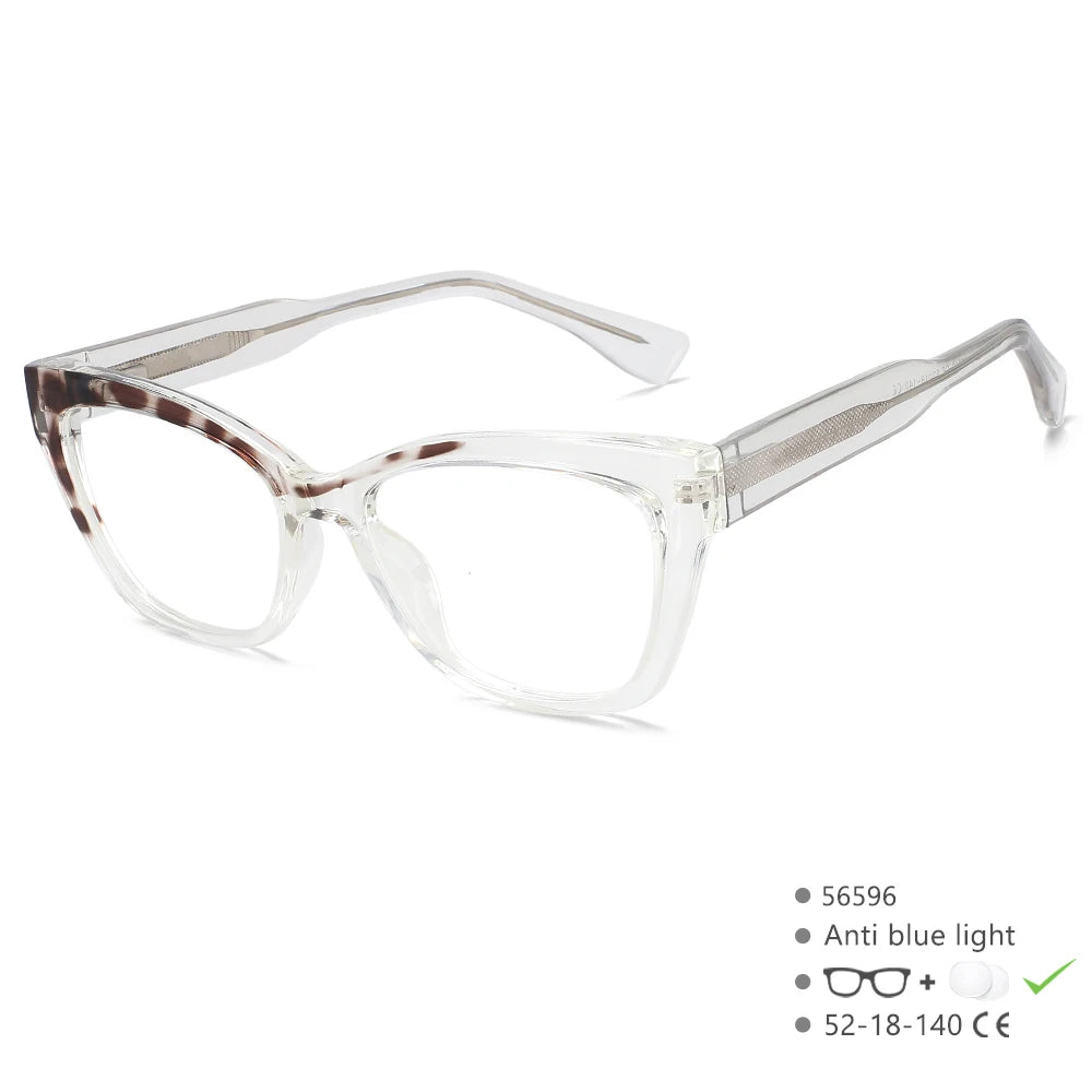 White Silver Fashion Anti Blue Colored Eyebrow Frame Eyeglass