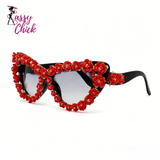 Fashion Baroque Floral Gradient lens Cat Eye 3D Sunglasses Sassy Chick Logo