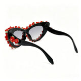 Fashion Baroque Floral Gradient lens Cat Eye 3D Sunglasses