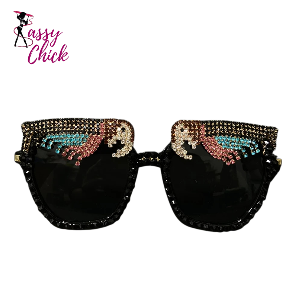 Fashion Baroque Girls Crystal Sunglasses Sassy Chick Logo