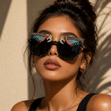 Model Using Fashion Baroque Girls Crystal Sunglasses