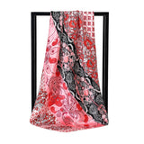 Red Black Fashion Beach Square Silk Scarves Shawls
