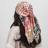 Orange Black Fashion Beach Square Silk Scarves Shawls