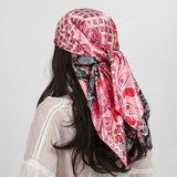 Red Fashion Beach Square Silk Scarves Shawls