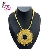 Fashion Beaded Rhinestone Round Pendant Necklace Sassy Chick Logo