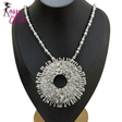 Fashion Beaded Rhinestone Round Pendant Necklace Sassy Chick Logo