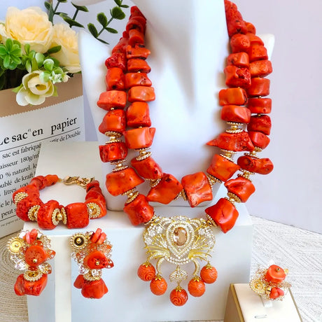 Fashion Beads African Coral Jewelry Set