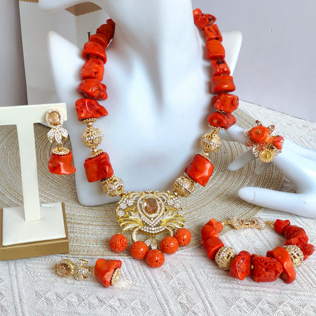 Fashion Beads African Coral Jewelry Set