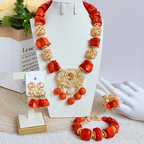 Fashion Beads African Coral Jewelry Set