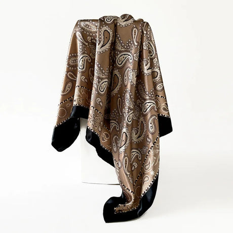 Brown Fashion Bohemian Pattern Square 90*90cm Silk Scarf Bandanna