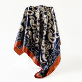 Blue Fashion Bohemian Pattern Square 90*90cm Silk Scarf Bandanna
