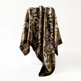 Brown Fashion Bohemian Pattern Square 90*90cm Silk Scarf Bandanna