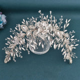 silver flower hair piece 