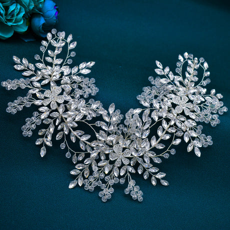 silver bridal hair piece 