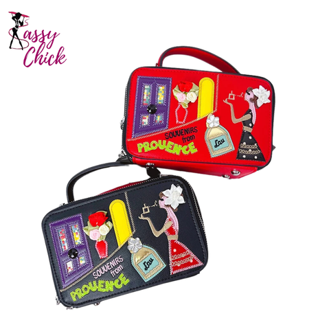 Fashion Cartoon Pattern Box Design Shoulder Bag Sassy Chick Logo