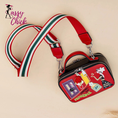 Fashion Cartoon Pattern Box Design Shoulder Bag Sassy Chick Logo