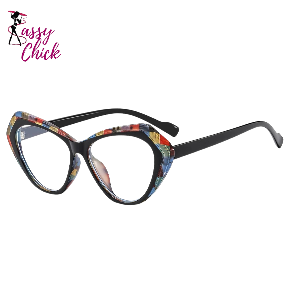 Fashion Color-blocked TR90 Resin Reading Glasses Sassy Chick Logo