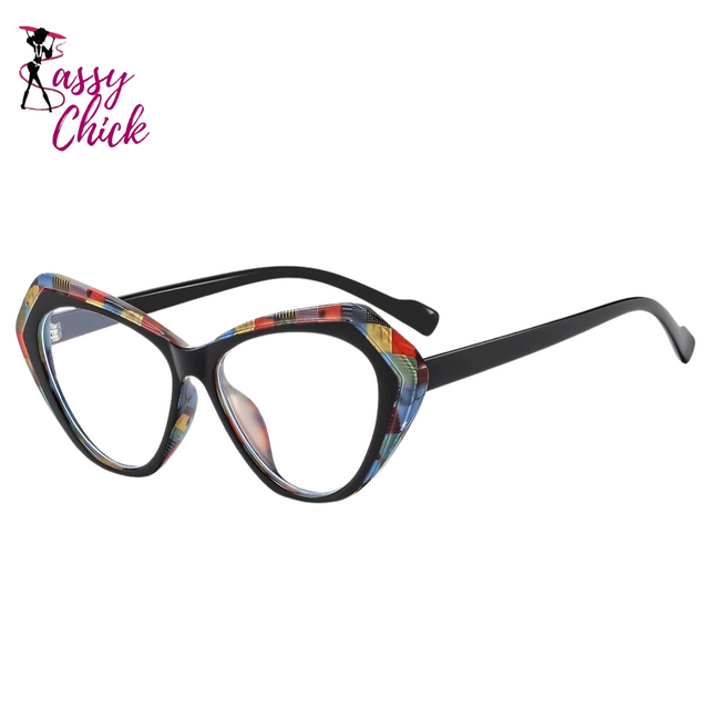 Fashion Color-blocked TR90 Resin Reading Glasses Sassy Chick Logo
