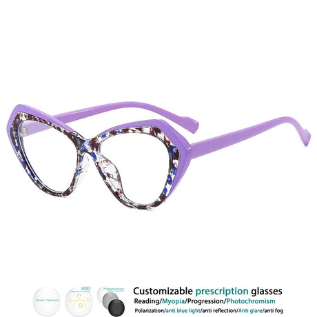 Purple Fashion Color-blocked TR90 Resin Reading Glasses