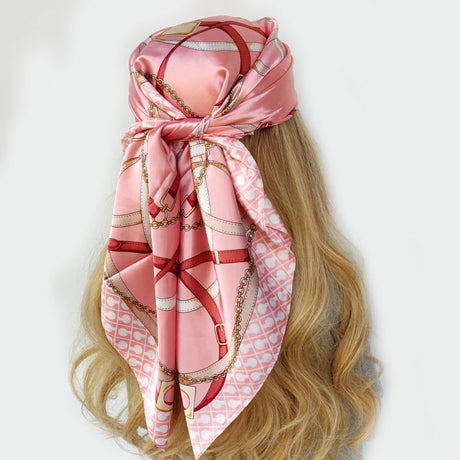 Pink Fashion Designer Foulard Silk Scarves Luxury Hijab Bandana