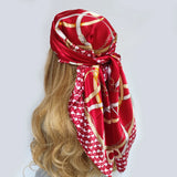 Red Fashion Designer Foulard Silk Scarves Luxury Hijab Bandana