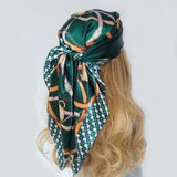 Green Fashion Designer Foulard Silk Scarves Luxury Hijab Bandana