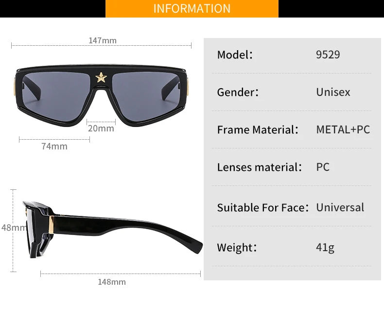 Details of Fashion Gradient Punk Designer Sunglasses
