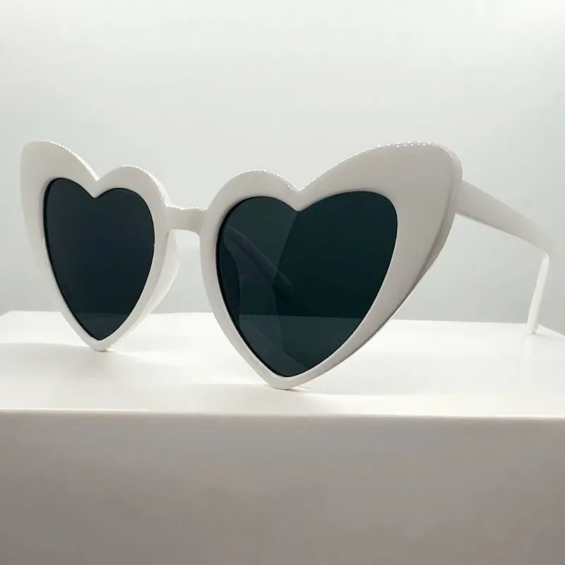 White Fashion Heart Shaped UV400 Sunglasses