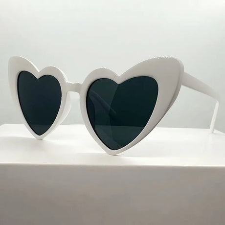 White Fashion Heart Shaped UV400 Sunglasses