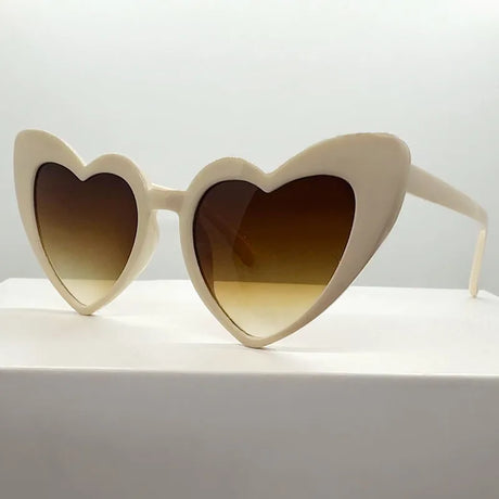 Beige Fashion Heart Shaped UV400 Sunglasses
