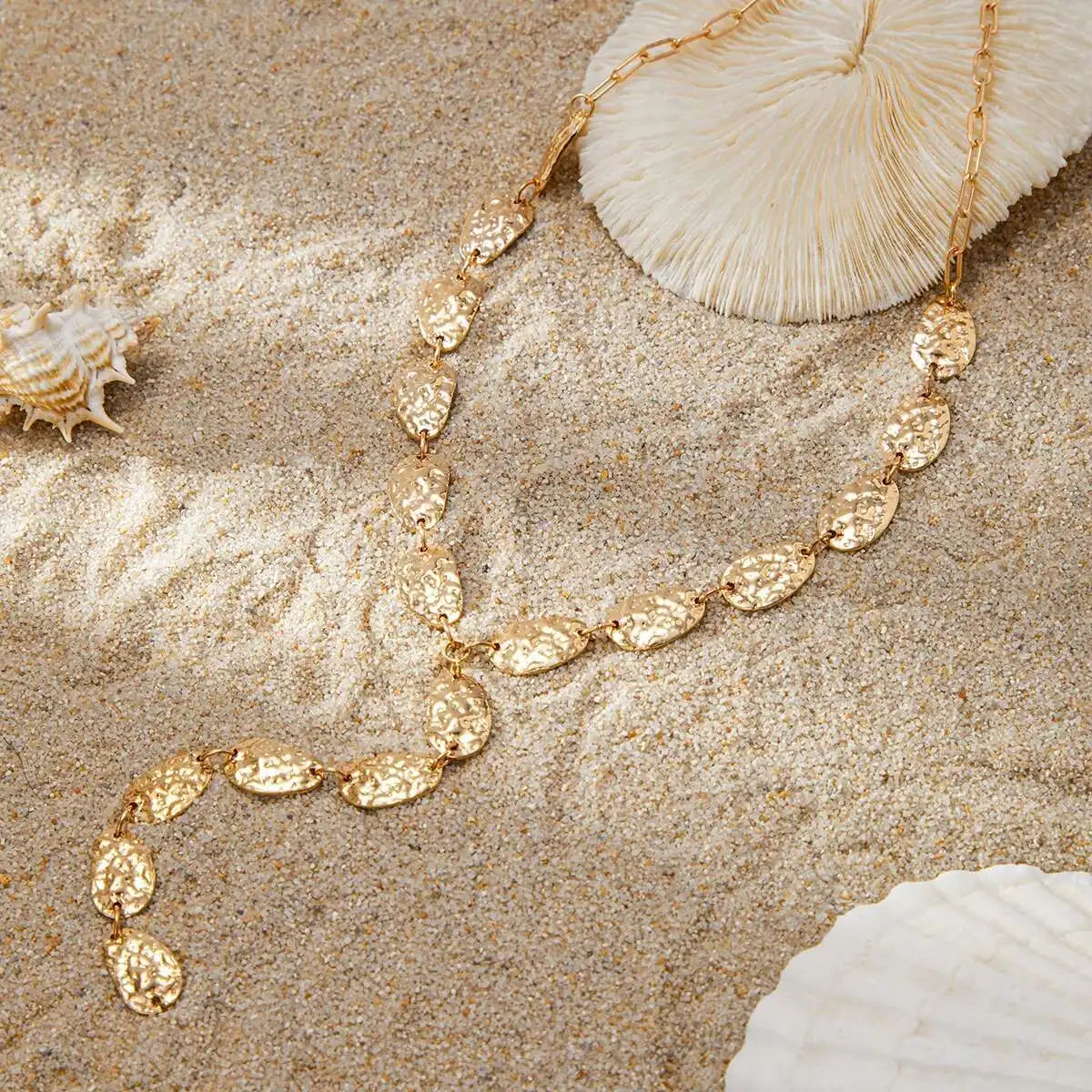 Gold Fashion Irregular Baroque Y-shaped Geometric Necklace