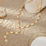 Gold Fashion Irregular Baroque Y-shaped Geometric Necklace