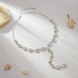 Silver Fashion Irregular Baroque Y-shaped Geometric Necklace