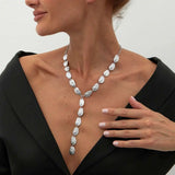 Silver Fashion Irregular Baroque Y-shaped Geometric Necklace