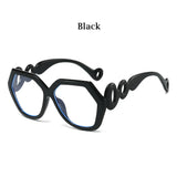 Black Fashion Large Size Frame Women Anti-blue Light Eyewear