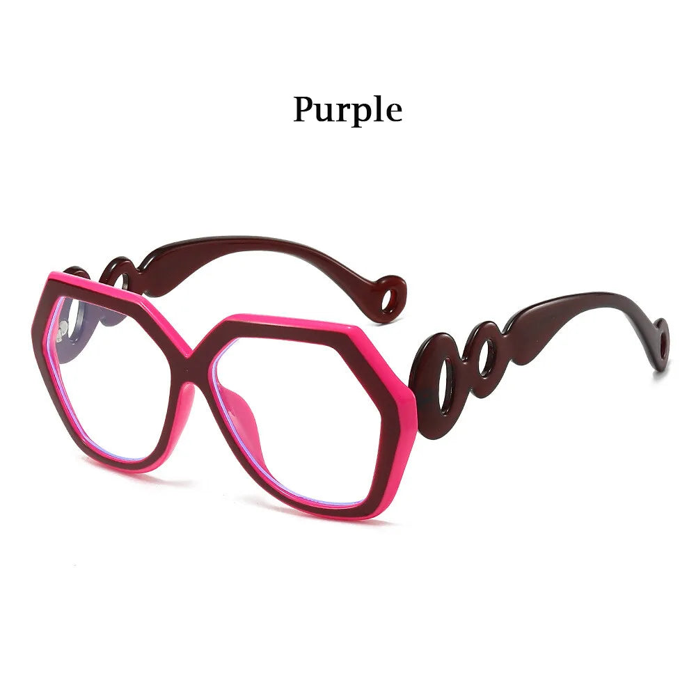 Purple Fashion Large Size Frame Women Anti-blue Light Eyewear
