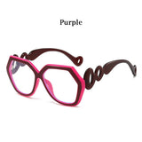 Purple Fashion Large Size Frame Women Anti-blue Light Eyewear