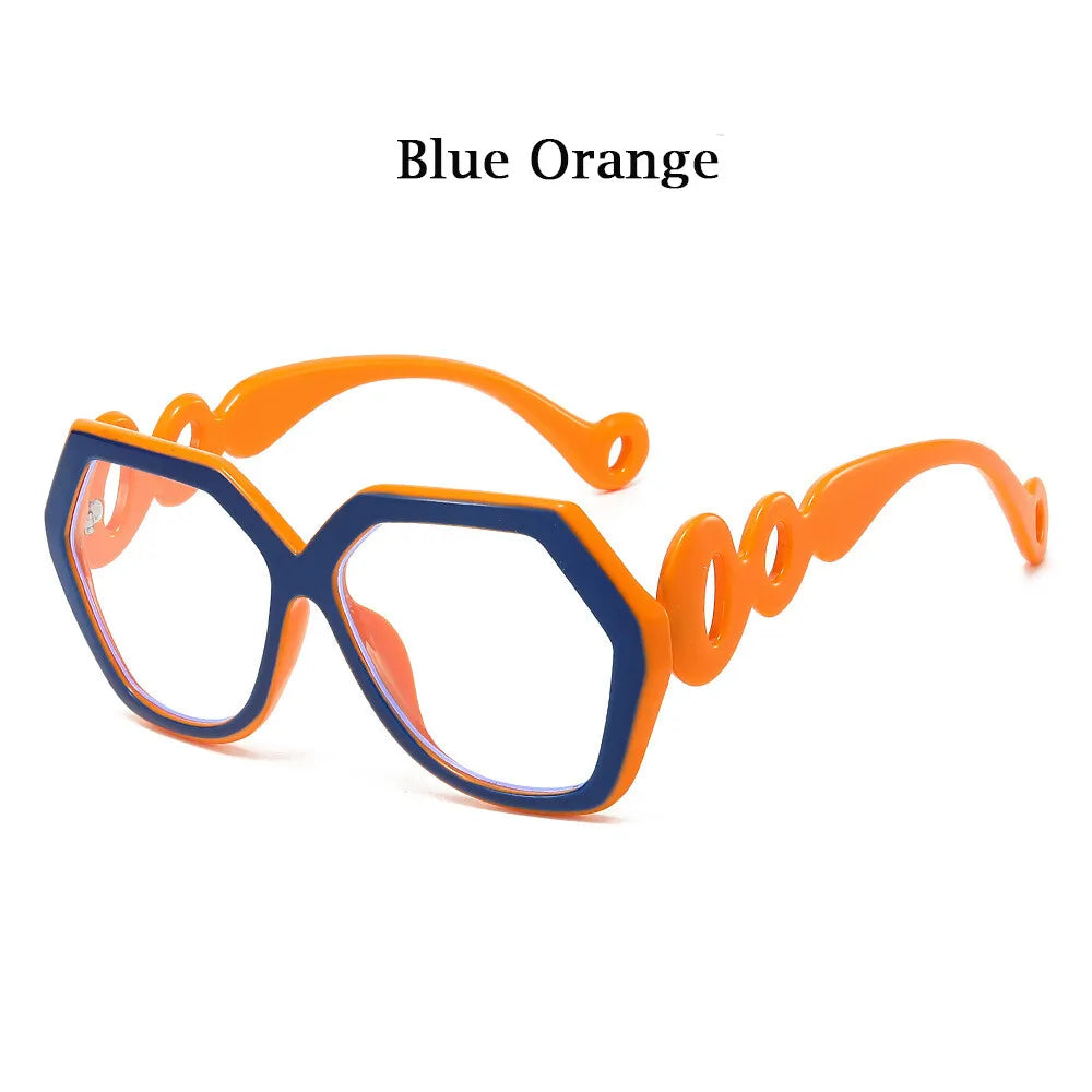 Blue Orange Fashion Large Size Frame Women Anti-blue Light Eyewear