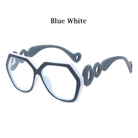 Blue White Fashion Large Size Frame Women Anti-blue Light Eyewear